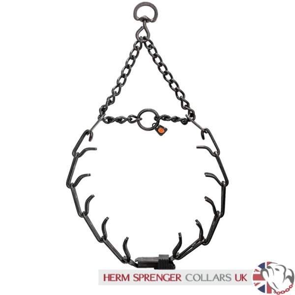 4mm Sprenger Black Stainless Steel Prong Collar with Click Lock