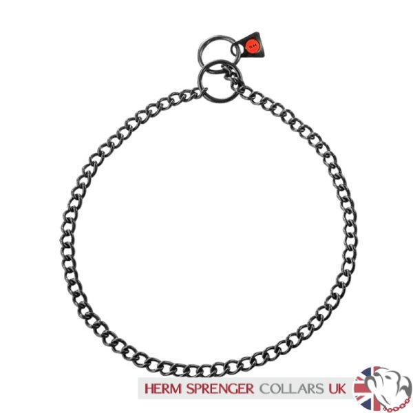 Herm Sprenger Black Choke Chain Dog Collar 2mm Stainless Steel