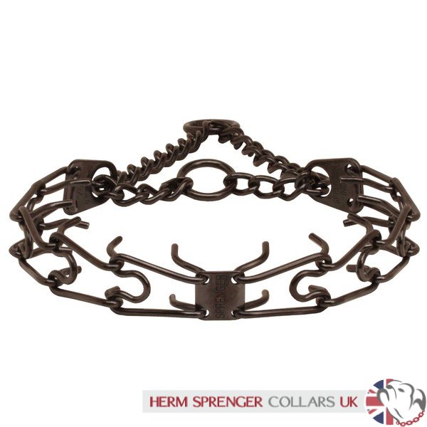 "Dark Delight" Herm Sprenger Black Finish Prong Dog Collar 3.25mm Large