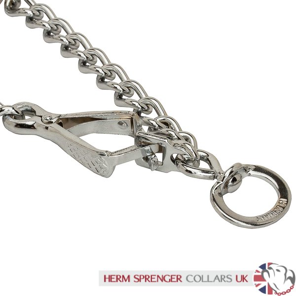 Herm Sprenger Chrome Prong Collar with Pawmark Quick-Snap Buckle 