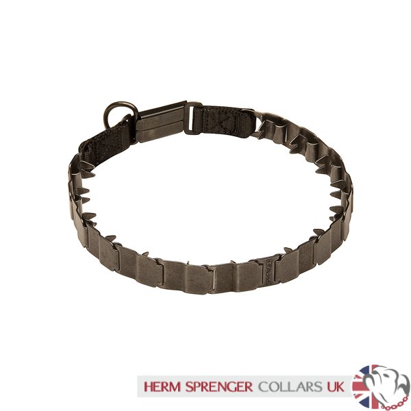 "Dark Force" Black Stainless Steel Dog Pinch Collar with Click Lock Buckle